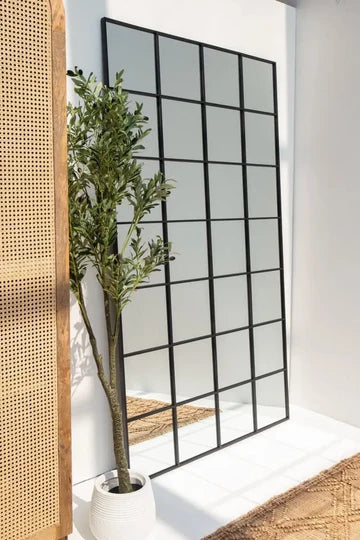 Miroir Mural Noir Structuré – Format XL 210 x 120 cm, Style Architecturé