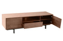 Meuble TV vintage en bois foncé avec niche ouverte ORÉLIA