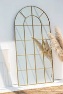 Large Gold Wall Mirror – Arched Shape, 200 x 100 cm