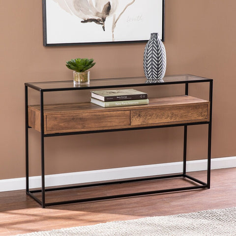 Console en bois avec structure métal