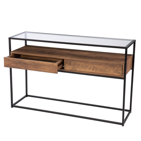 Console en bois avec structure métal