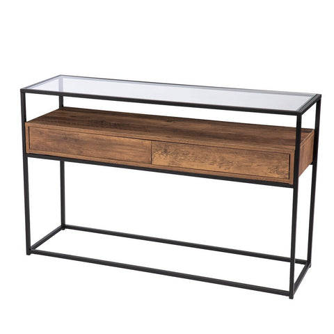 Console en bois avec structure métal