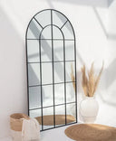 Miroir Arqué Noir avec Cadre à Grille – Grand Format 200×100 cm