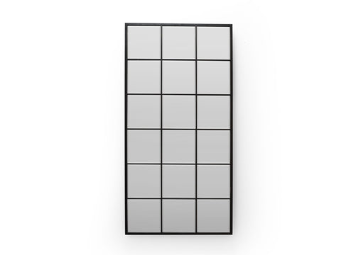 Miroir fenêtre grand format 210x120 cm – finition noire mate