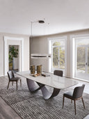 Table à Manger VALERIS – Plateau en Céramique & Pieds en Acier, Design Contemporain