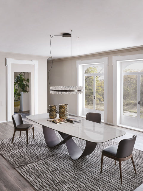 Table à Manger VALERIS – Plateau en Céramique & Pieds en Acier, Design Contemporain