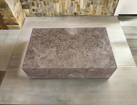 Table Basse IMPERIA – Marbre Marron Impérial, Design Élégant