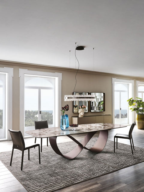 Table à Manger VALERIS – Plateau en Céramique & Pieds en Acier, Design Contemporain