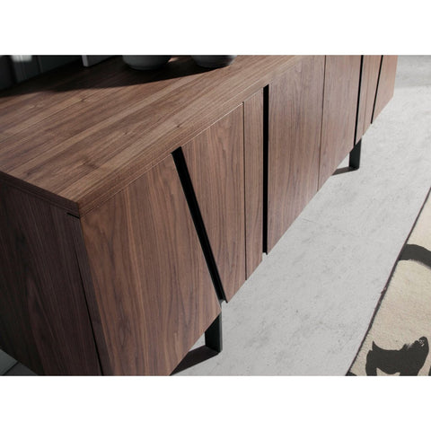 VELNOR – Buffet en Bois Plaqué Noyer avec Structure en Acier