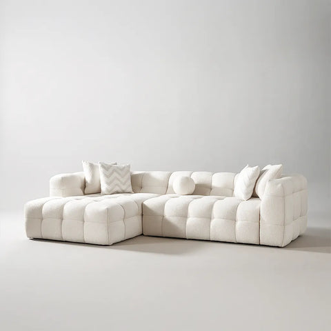 Canapé d’Angle ORLUNIA – Tissu Bouclette 290 cm, 4/5 Places