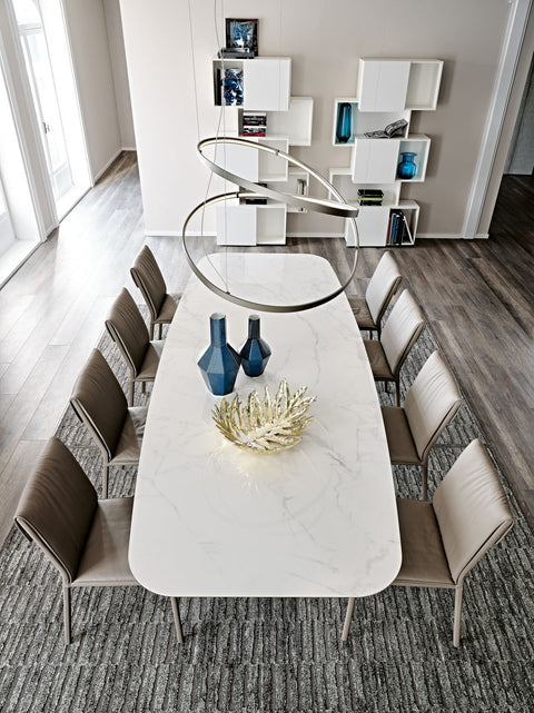 Table CERAVIA – Plateau en Céramique & Pieds en Acier, Design Contemporain