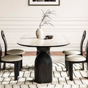 Table à Manger Ovale “LYSIA” – Design Luxe en Pierre Frittée & Bois (130 cm)