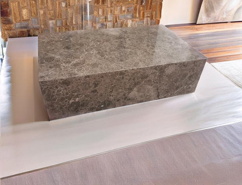 Table Basse IMPERIA – Marbre Marron Impérial, Design Élégant