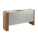 Buffet en bois massif et noyer avec plateau en céramique