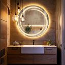 Miroir LED Flux sablé au laser pour salle de bain & lavabo