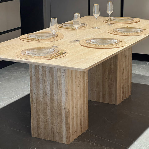 Table à Manger en Travertin Premium – Design Élégant et Contemporain | ROCCATO