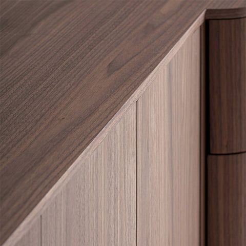 Buffet Contemporain en Noyer Plaqué avec Finition Brillante | MIRELIA