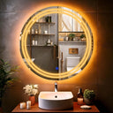 Miroir LED Sélène sablé au laser pour salle de bain & lavabo