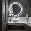 Miroir LED Sélène sablé au laser pour salle de bain & lavabo