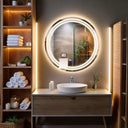 Miroir LED Sélène sablé au laser pour salle de bain & lavabo