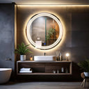 Miroir LED Sélène sablé au laser pour salle de bain & lavabo