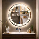 Miroir LED Sélène sablé au laser pour salle de bain & lavabo