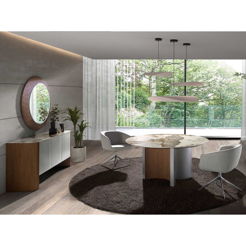 Buffet en bois massif et noyer avec plateau en céramique