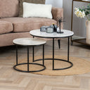 Table basse en marbre blanc style industriel