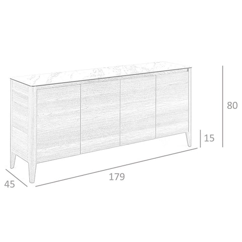 Buffet en noyer avec plateau en céramique - ORCAVIA