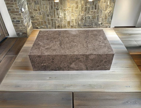 Table Basse IMPERIA – Marbre Marron Impérial, Design Élégant