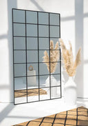 Textured Black Wall Mirror – XL 210 x 120 cm, Architectural Style