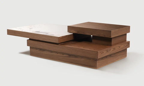 Table Basse en Bois & Céramique Premium – ELVELIA