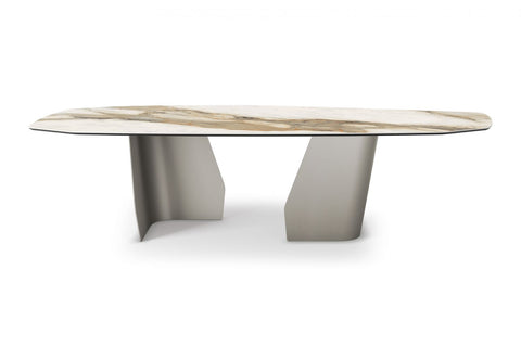 Table à Manger VLORY – Plateau en Céramique & Pieds en Acier, Design Contemporain