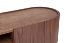 Meuble TV design en noyer foncé et métal noir avec rangements VALÉOR