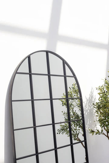 Grand Miroir Arqué Structuré Noir - Dimensions 200 x 120 cm