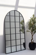 Large Black Structured Arched Mirror - Dimensions 200 x 120 cm