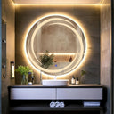 Miroir LED Flux sablé au laser pour salle de bain & lavabo