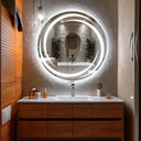 Miroir LED Flux sablé au laser pour salle de bain & lavabo