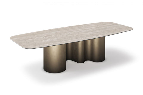 Table à Manger CERONIA – Plateau en Céramique & Pieds en Acier, Design Contemporain