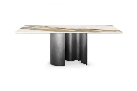 Table à Manger CERONIA – Plateau en Céramique & Pieds en Acier, Design Contemporain