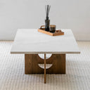 Table basse en hêtre massif et travertin – Design contemporain Solena