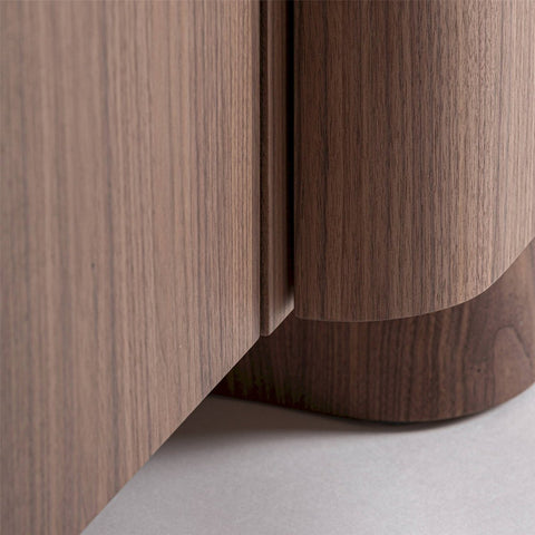 Buffet Contemporain en Noyer Plaqué avec Finition Brillante | MIRELIA