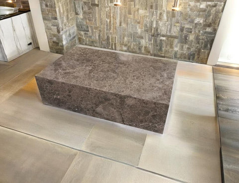 Table Basse IMPERIA – Marbre Marron Impérial, Design Élégant