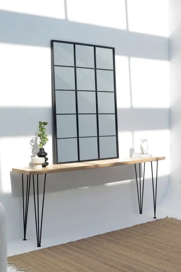 Miroir Mural Noir Grand Format – Silhouette Rectangulaire et Finition Épurée