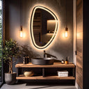 Miroir de salle de bain & lavabo LED sablé au laser VÉRONA