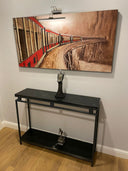 Two-tier console in natural marble