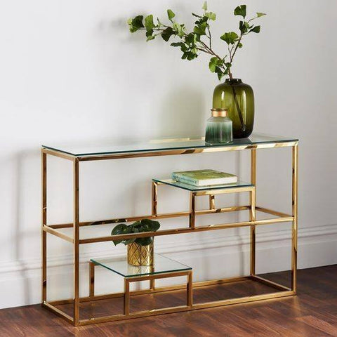 Console majestueuse en inox poli miroir