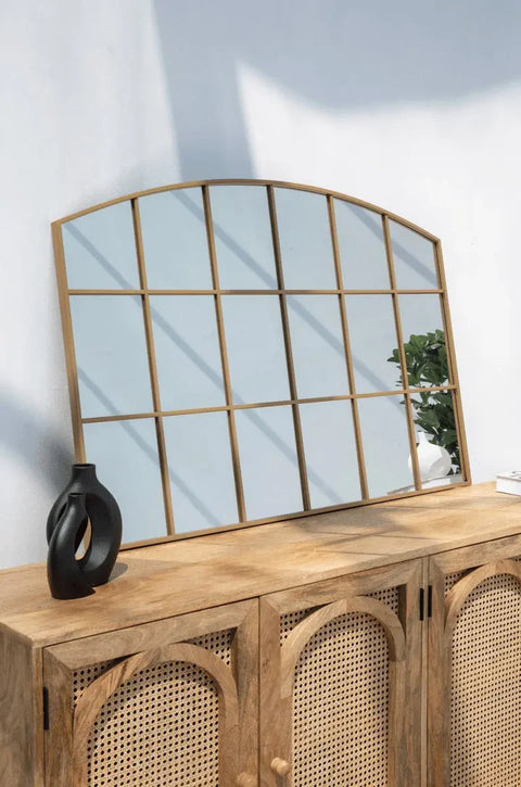 Miroir Mural Doré avec Motif Grillage – Format 120 x 80 cm