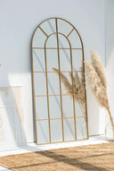 Large Gold Wall Mirror – Arched Shape, 200 x 100 cm