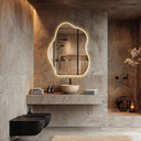 Miroir de salle de bain LED aux lignes ondulées